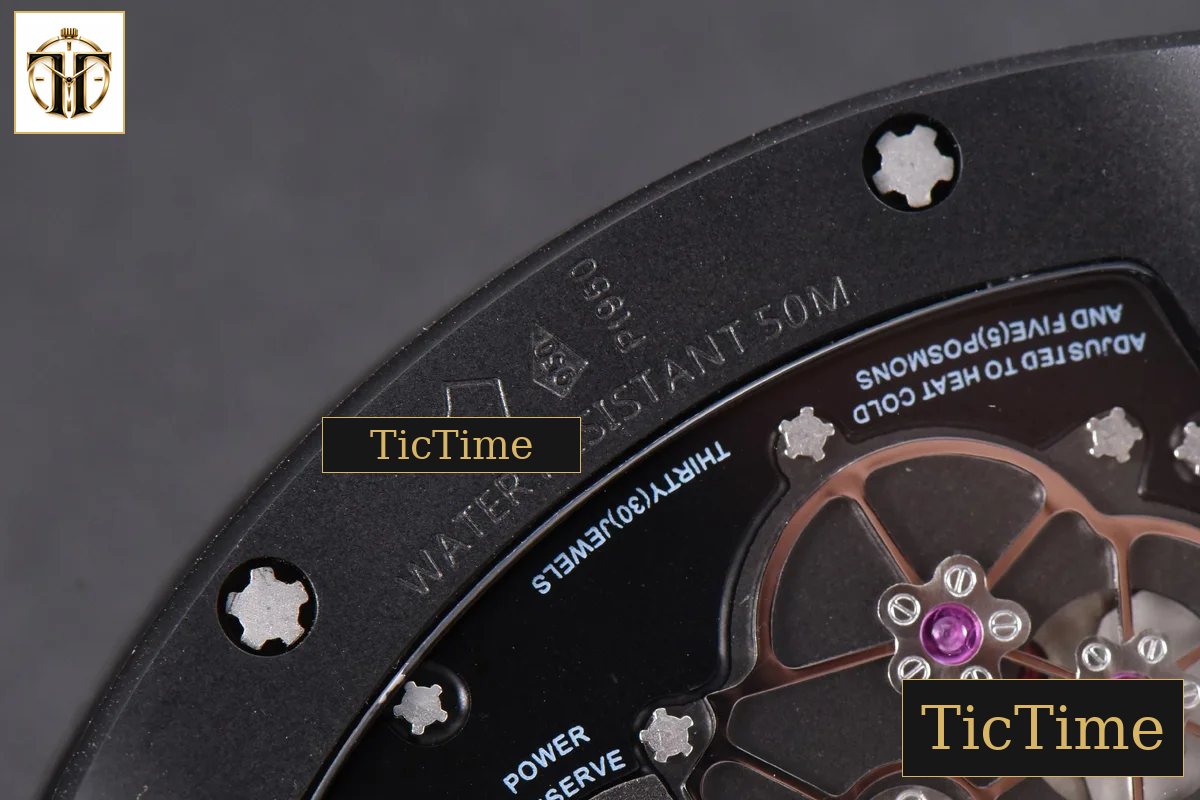 Tourbillon RM001 47mm JBF PVD Black Skeleton Dial Black Rubber Strap — foto 16