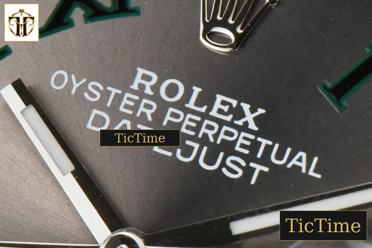 DateJust Smooth Bezel Wimbledon 36mm BPF Gray Dial Green Roma Marker Jubilee Bracelet A2824 — foto 5