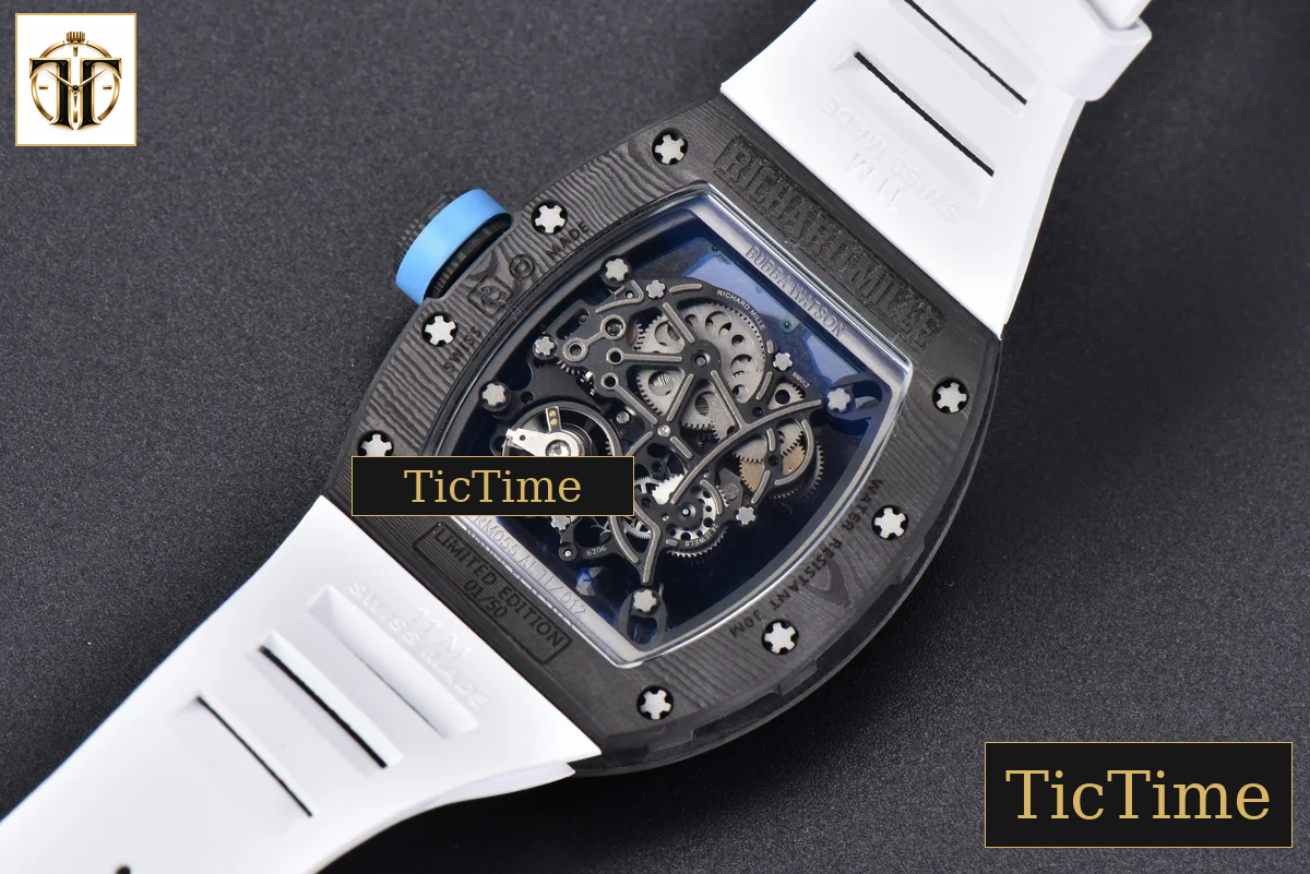NTPT RM055 42mm RMF Blue Skeleton Dial White Rubber Strap RMUL2 — foto 18