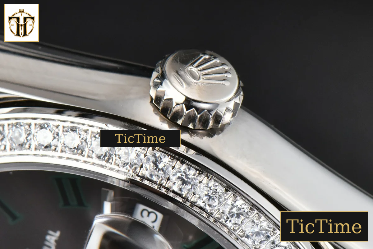 DateJust 36mm BPF Diamond Wimbledon Gray Dial Green Roma Marker Jubilee Bracelet A2824 — foto 16