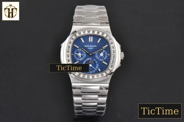 Foto frontal — Nautilus 5740 40mm TWF Diamond Blue Dial SS Bracelet A240
