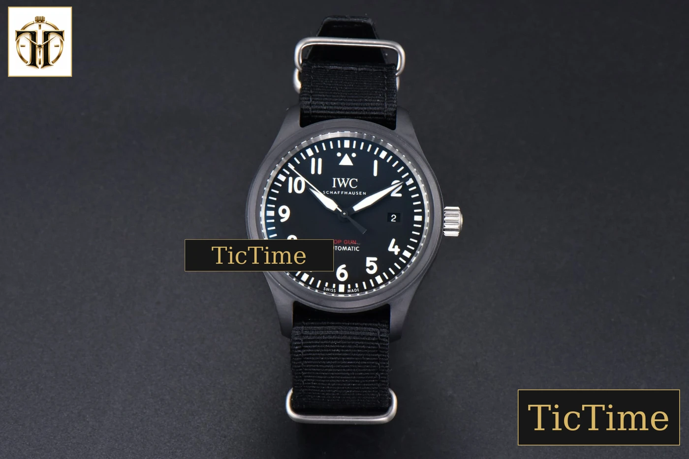 Vista frontal — Pilot Top Gun IW326901 41mm ZF Black Ceramic Black Nylon Strap A32111