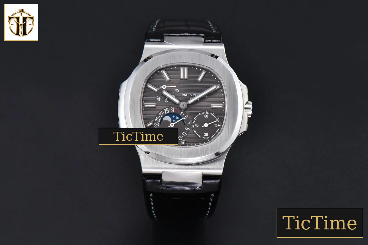 Nautilus 5712 40mm PPF SS Gray Dial Black Leather Strap V4 A240 — foto 3