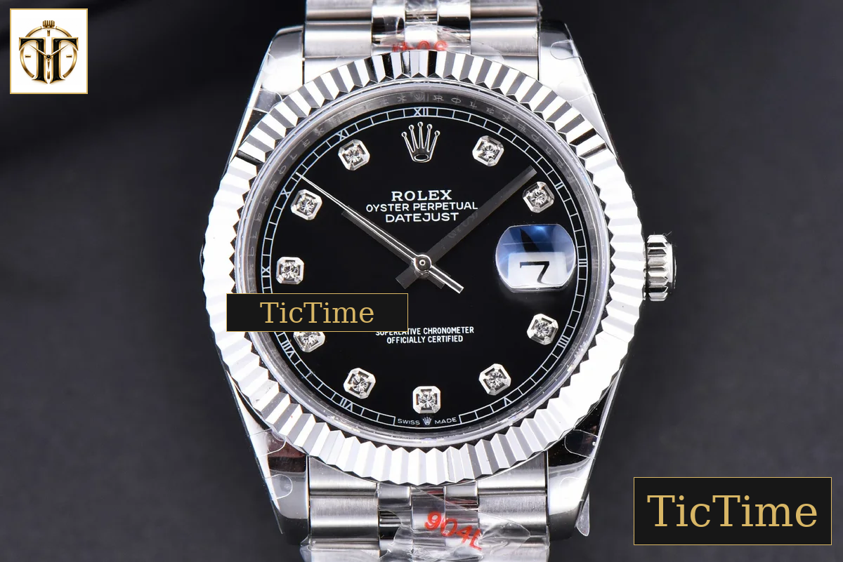 Datejust 41mm GMF SS Black Dial Diamond Marker Fluted Bezel Jubille Bracelet VR3235 — foto 2