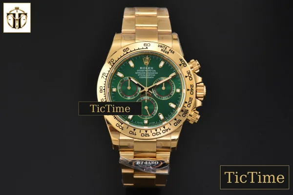 Foto frontal — Daytona 116508 40mm BTF YG Green Dial YG Bracelet SA4130