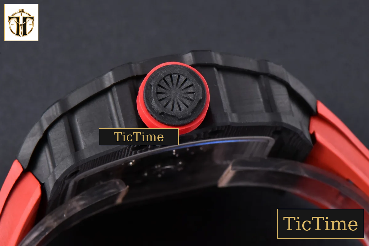 RM035-02 42mm T+F Black Forged Carbon Skeleton Dial Red Crown Red Rubber Strap RMUL2 — foto 14