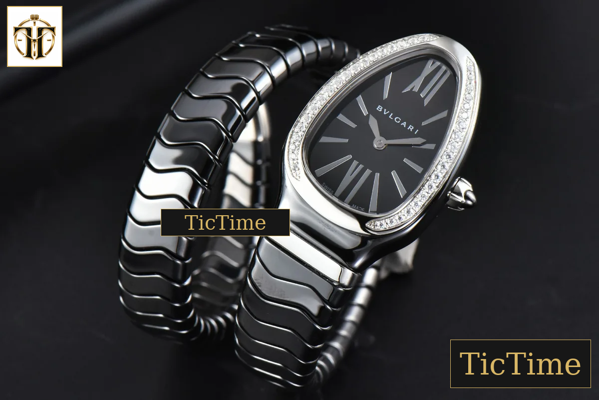 Serpenti Spiga 35mm BVF SS Black Ceramic Black Dial Diamond Bezel Quartz — foto 3
