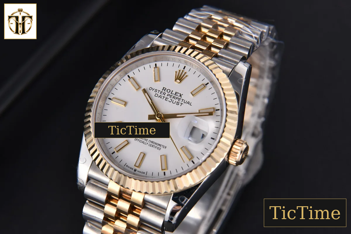 DateJust 904L 36mm GMF YG/SS Fluted Bezel White Dial Lume Marker Jubilee Bracelet VR3235 — foto 4