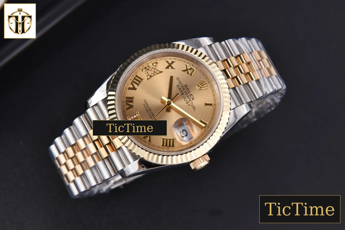 DateJust 904L 36mm GMF YG/SS Fluted Bezel YG Dial Diamond Roma Marker Jubilee Bracelet VR3235 — foto 3