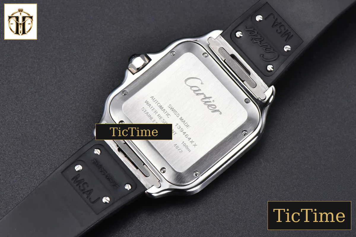 Santos de Cartier XL 40mm AF SS White Dial RG Diamond Bezel Black Rubber Strap Miyota 9015 — foto 14