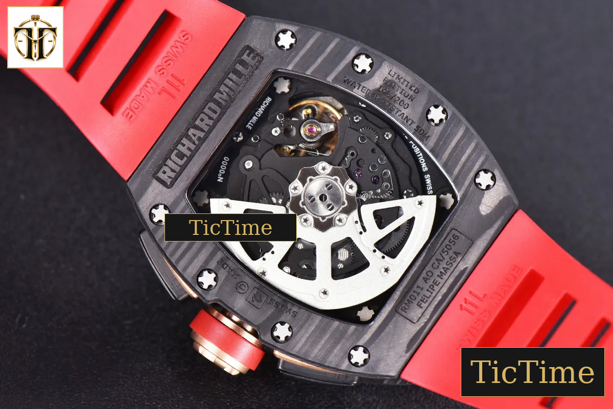 NTPT Chrono RM011 KVF Skeleton Dial Red Rubber Strap V2 A7750 — foto 15