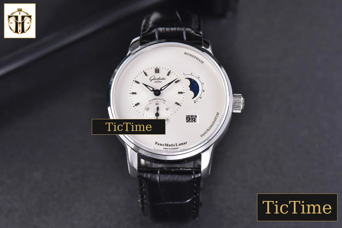 PanoMatic Lunar 40mm TZF White Dial Black Leather Strap A23J — foto 2
