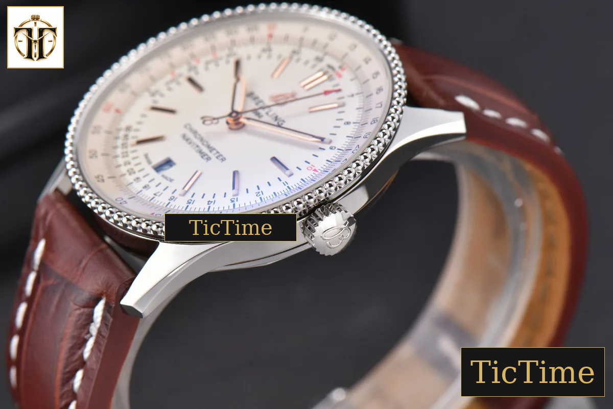 Navitimer 41mm V7F White Dial Brown Leather Strap A2824 — foto 13