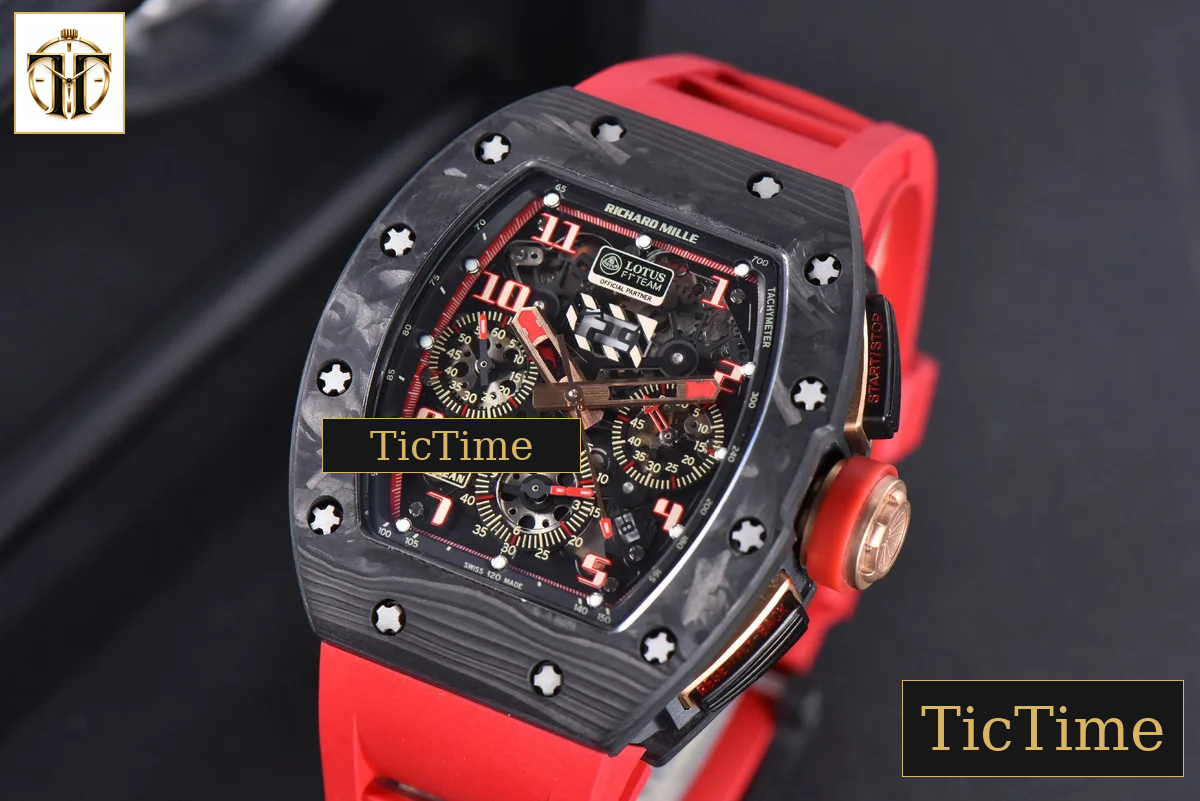 NTPT Chrono RM011 KVF Skeleton Dial Red Rubber Strap V2 A7750 — foto 4