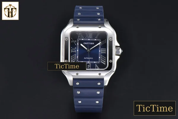 Foto frontal — Santos de Cartier Large 40mm AF SS Blue Dial Blue Rubber Strap Miyota 9015