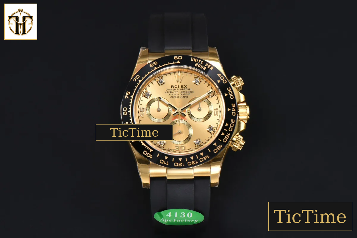 Daytona 116518 40mm APSF YG YG Dial Ceramic Bezel Diamond Marker Oysterflex Strap Tungsten Version SH4130 — foto 3
