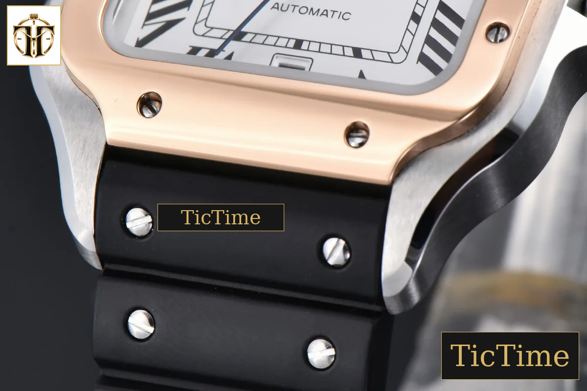 Santos de Cartier XL 40mm AF SS White Dial RG Bezel Black Rubber Strap Miyota 9015 — foto 8